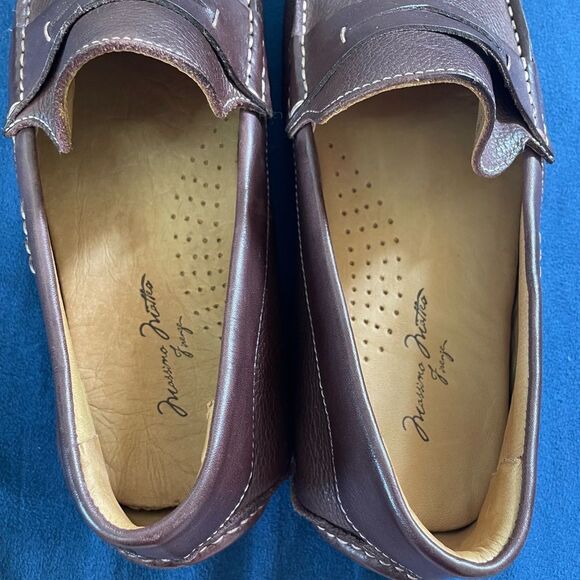 Massimo Matteo Firenze Shoes Men’s 10.5 M Brown Leather Driver Penny Loafers - Picture 8 of 9
